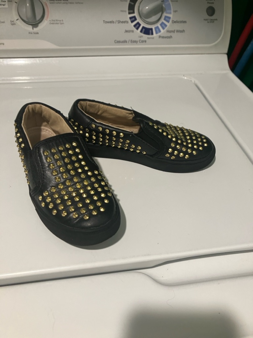 Akid Liv gold black studded slip on shoes sneakers size 12 toddler